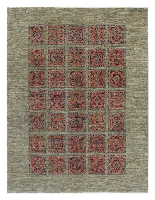 Full view of New Farahan rug from Pakistan, 192 × 149 cm in Beige tones