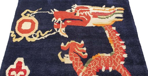Backside of handmade New Morocco rug showing knot structure and weave density