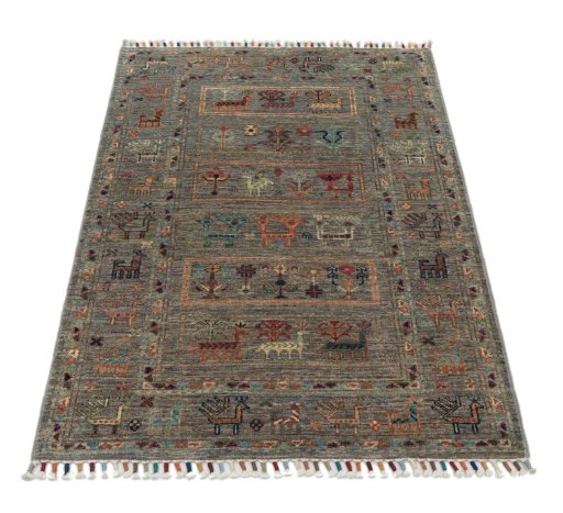 Surface texture of New Samarkand rug with natural Wool and intricate pattern
