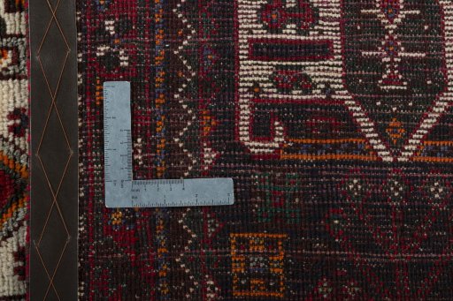 Close-up detail of 2000s Shiraz rug from Iran / Persia showing Wool weave