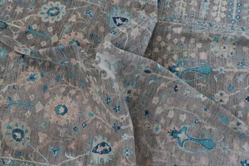 Full view of New Farahan rug from Pakistan, 292 × 206 cm in Brown tones