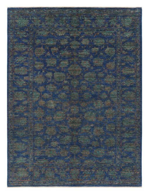 Full view of New Farahan rug from Pakistan, 196 × 148 cm in Blue tones