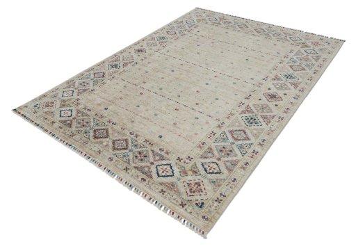 Close-up detail of New Samarkand rug from Pakistan showing Wool weave