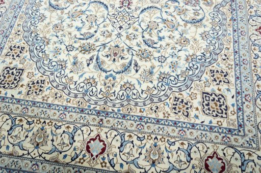 Close-up detail of 2000s Nain rug from Iran / Persia showing Wool weave