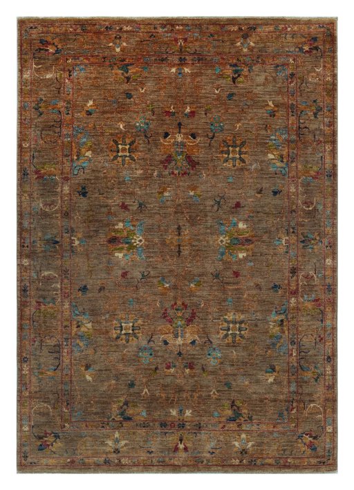 Full view of New Farahan rug from Pakistan, 207 × 148 cm in Yellow tones