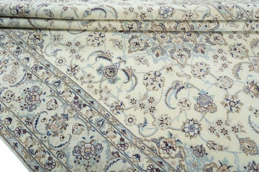 Close-up detail of 2000s Nain rug from Iran / Persia showing Wool weave