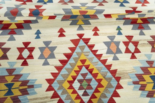 Full view of New Modern Design rug from Turkey, 195 × 148 cm in Beige tones