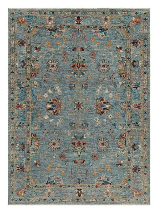 Full view of New Farahan rug from Pakistan, 176 × 127 cm in Blue tones