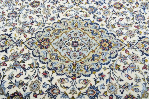 Central medallion detail of 2000s Kashan rug from Iran / Persia