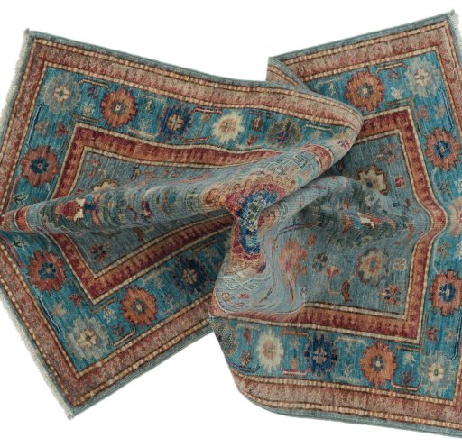 Full view of New Kazak rug from Pakistan, 125 × 80 cm in Gray tones