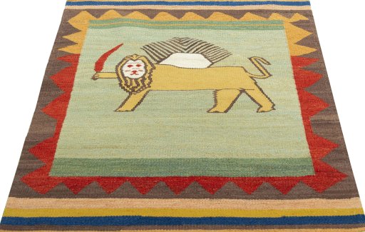 Close-up detail of New Kilim Dastan rug from Turkey showing Wool weave