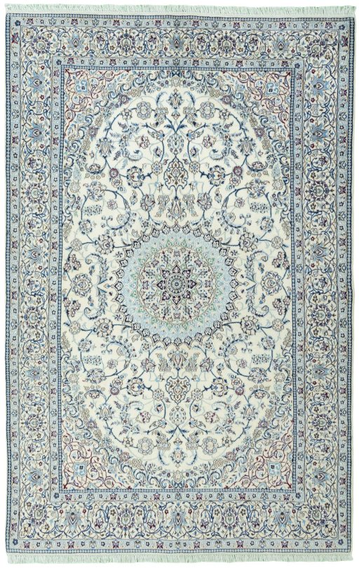 Full view of 2000s Nain rug from Iran / Persia, 300 × 195 cm in Beige tones
