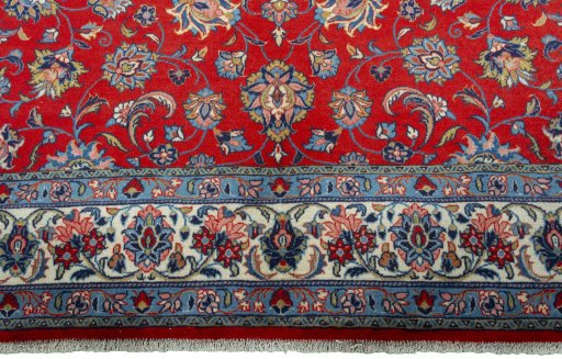 Full view of 2000s Sarough rug from Iran / Persia, 308 × 198 cm in Red tones