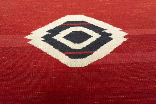 Backside of handmade New Kilim Sofre rug showing knot structure and weave density