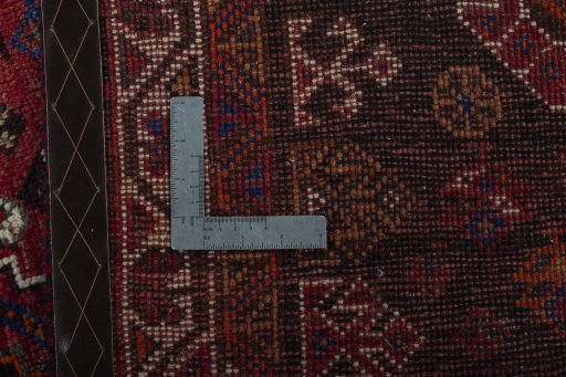 Close-up detail of 2000s Shiraz rug from Iran / Persia showing Wool weave
