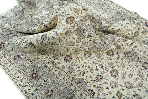 Surface texture of New Kashan rug with natural Cork and intricate pattern