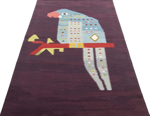 Close-up detail of New Kilim Dastan rug from Turkey showing Wool weave