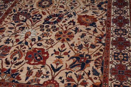 Backside of handmade New Ariana rug showing knot structure and weave density