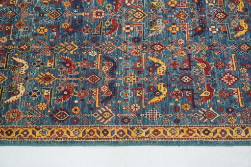 Backside of handmade New Ariana rug showing knot structure and weave density