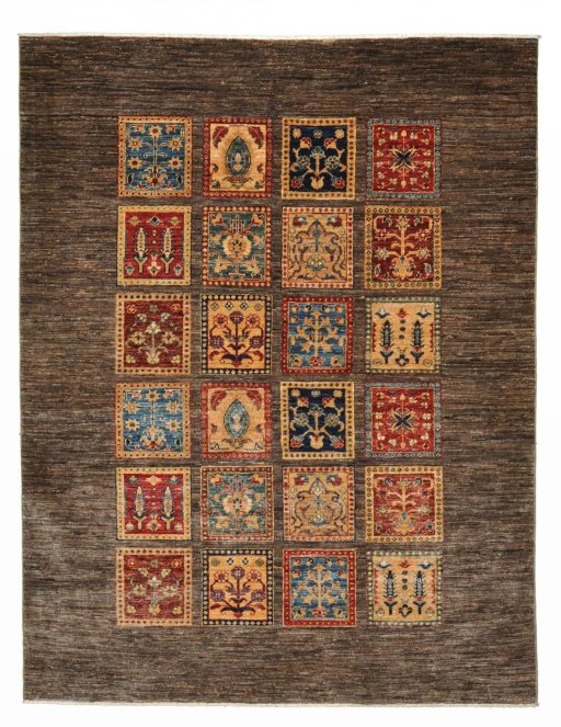 Full view of New Bakhtiari rug from Pakistan, 194 × 149 cm in Brown tones