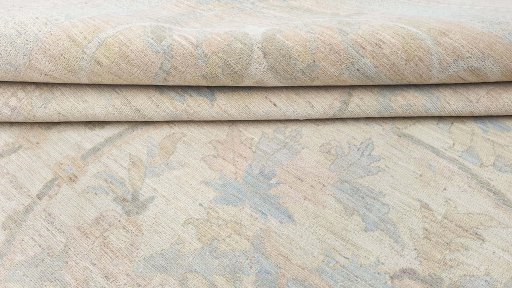Full view of New Haj-jalili rug from Pakistan, 449 × 347 cm in Beige tones