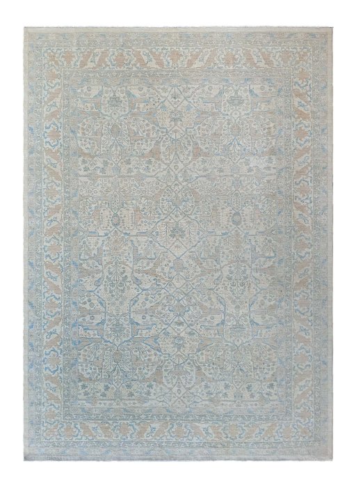 Full view of New Haj-jalili rug from Pakistan, 421 × 301 cm in Beige tones
