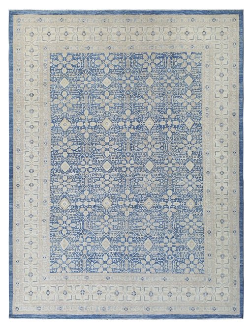 Full view of New Haj-jalili rug from Pakistan, 415 × 305 cm in Blue tones