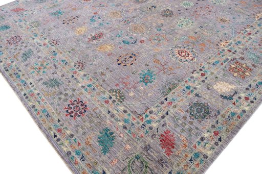 Full view of New Haj-jalili rug from Pakistan, 415 × 304 cm in Gray tones