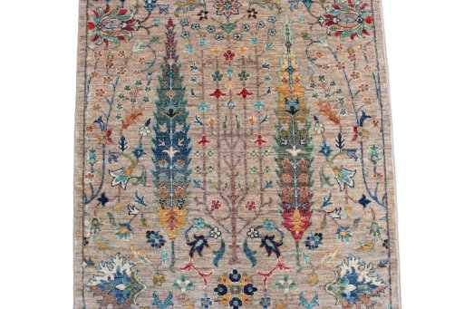 Close-up detail of New Haj-jalili rug from Pakistan showing Wool weave
