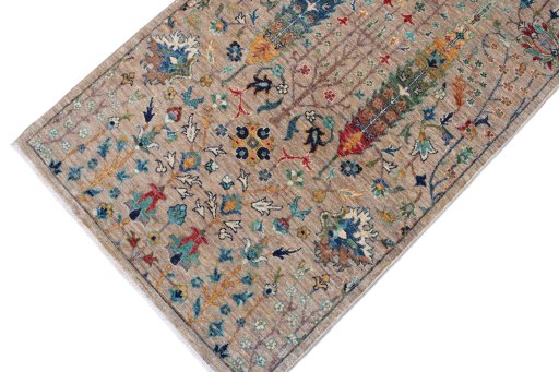 Full view of New Haj-jalili rug from Pakistan, 293 × 82 cm in Beige tones