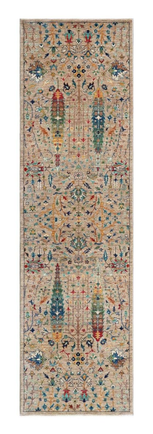 Full view of New Haj-jalili rug from Pakistan, 294 × 81 cm in Beige tones