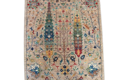 Close-up detail of New Haj-jalili rug from Pakistan showing Wool weave