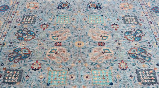 Close-up detail of New Haj-jalili rug from Pakistan showing Wool weave