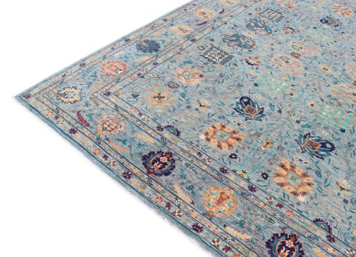 Full view of New Haj-jalili rug from Pakistan, 300 × 247 cm in Blue tones
