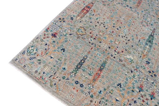 Full view of New Haj-jalili rug from Pakistan, 370 × 264 cm in Gray tones