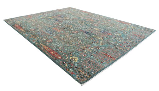 Close-up detail of New Haj-jalili rug from Pakistan showing Wool weave