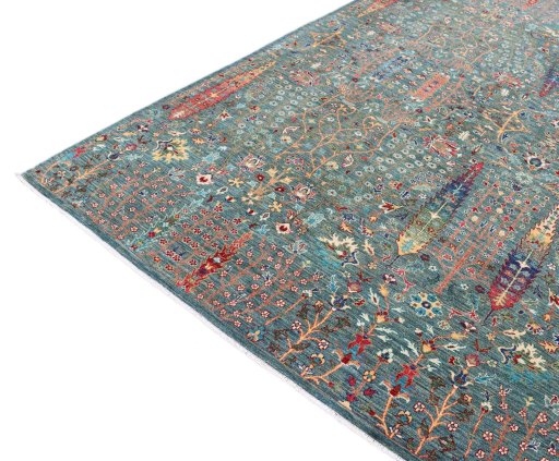 Full view of New Haj-jalili rug from Pakistan, 305 × 245 cm in Green tones