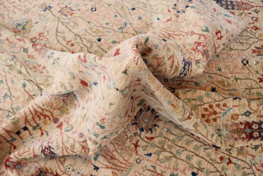 Backside of handmade New Haj-jalili rug showing knot structure and weave density