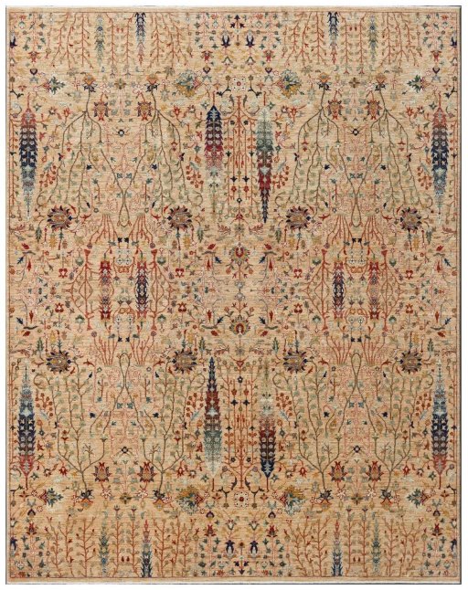 Full view of New Haj-jalili rug from Pakistan, 305 × 242 cm in Beige tones
