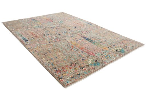 Close-up detail of New Haj-jalili rug from Pakistan showing Wool weave