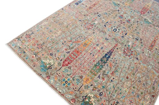 Full view of New Haj-jalili rug from Pakistan, 237 × 167 cm in Gray tones