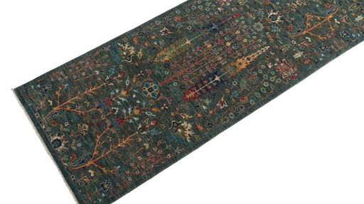 Backside of handmade New Haj-jalili rug showing knot structure and weave density