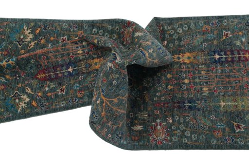 Close-up detail of New Haj-jalili rug from Pakistan showing Wool weave