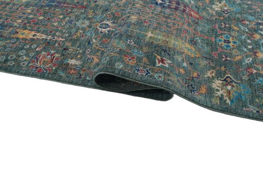 Full view of New Haj-jalili rug from Pakistan, 350 × 83 cm in Green tones