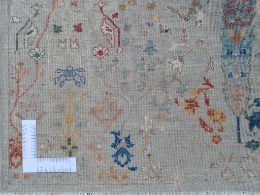 Corner detail of New Haj-jalili rug showing border pattern and Wool pile