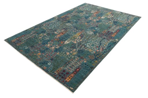 Close-up detail of New Haj-jalili rug from Pakistan showing Wool weave