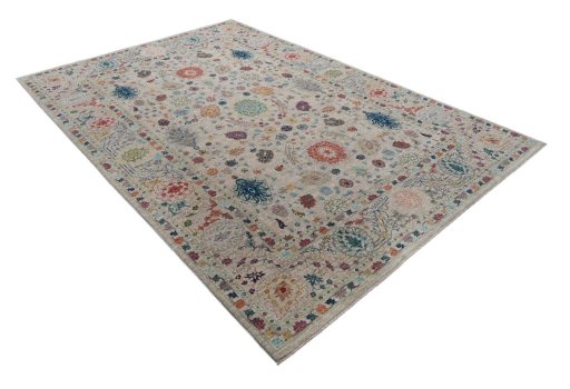Corner detail of New Haj-jalili rug showing border pattern and Wool pile