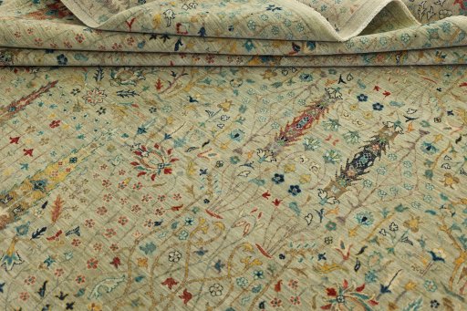Close-up detail of New Haj-jalili rug from Pakistan showing Wool weave