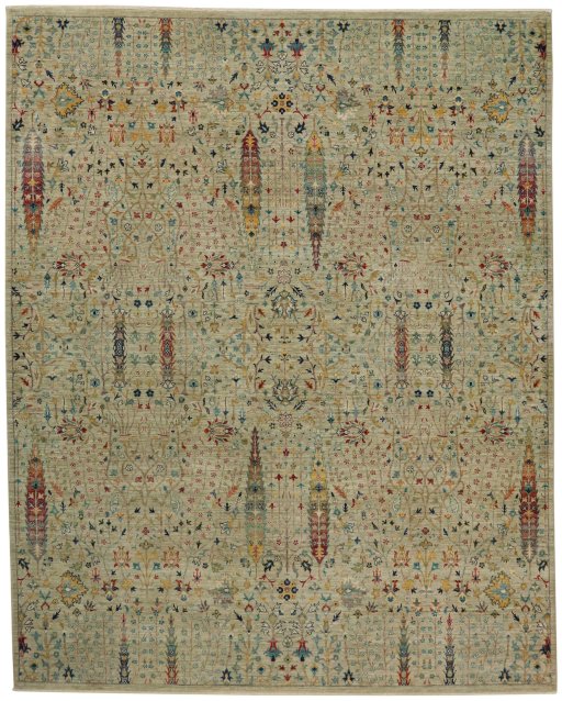 Full view of New Haj-jalili rug from Pakistan, 307 × 247 cm in Gray tones