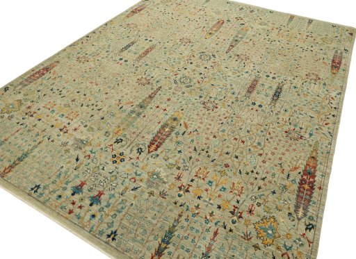 Backside of handmade New Haj-jalili rug showing knot structure and weave density